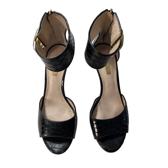 Louise Et Cie Leather Snake Ankle Strap Heels 8 - Picture 13 of 13